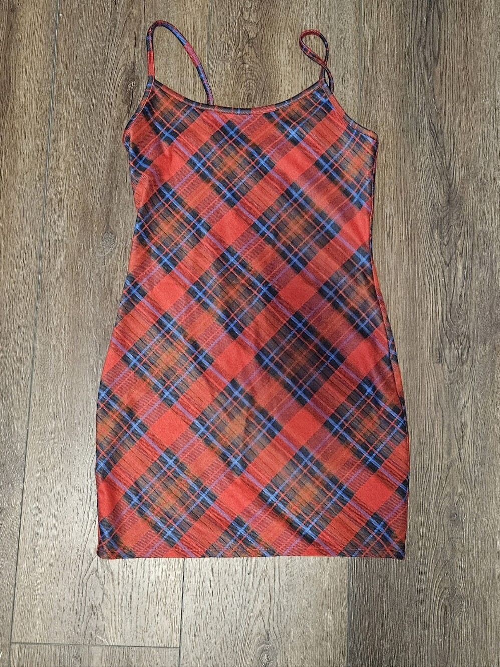 Red Plaid Bodycon Mini Dress